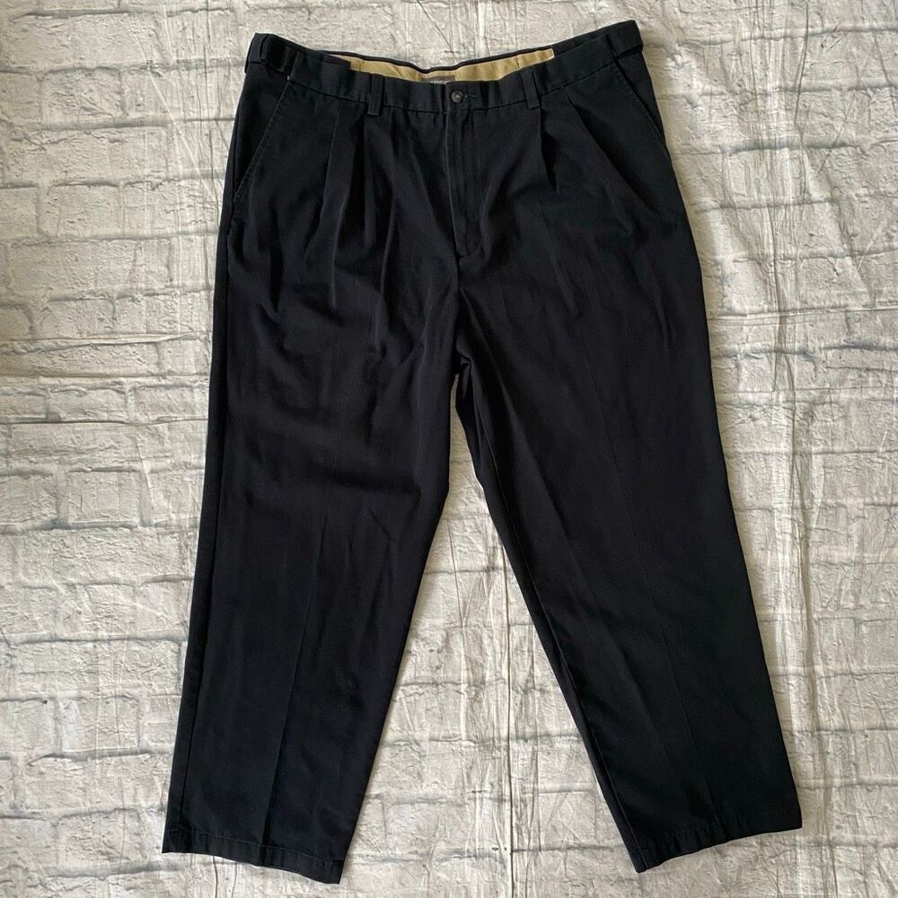 Croft & Barrow men 40x29 pleated khaki pants w/elastic adjustable waist black